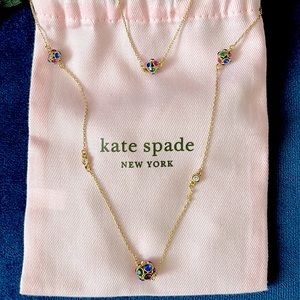 Kate Spade Long Gold Gemstone Necklace New